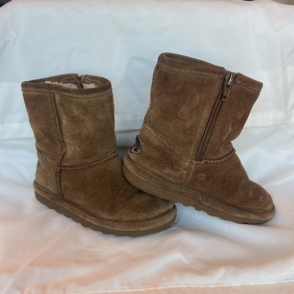 Bearpaw boots Unisex girl tan brown suede faux fur lined Size 10 preloved - Picture 2 of 7